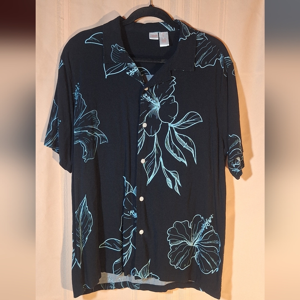 INDENT Black Floral Casual Button Down Shirt